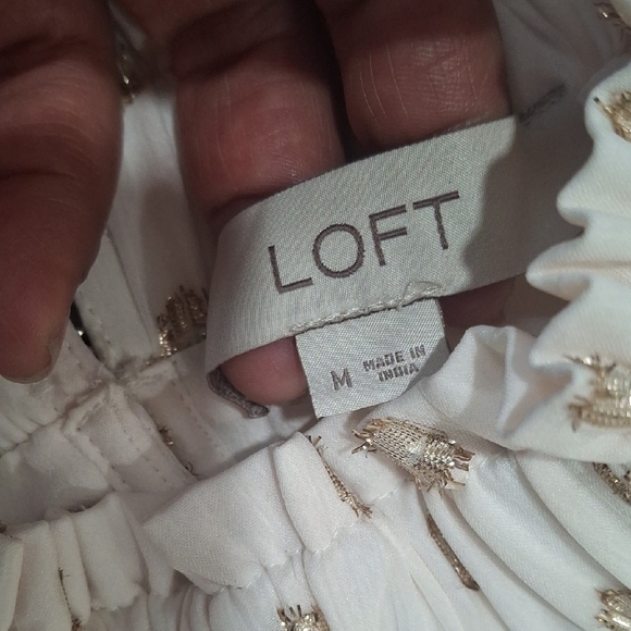 LOFT Cream Puff Sleeve Blouse with Peter Pan Collar - Picture 4 of 12